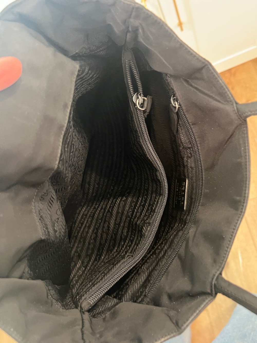 Prada Black Nylon Shopper Tote with Triangle Logo - Picture 8 of 8